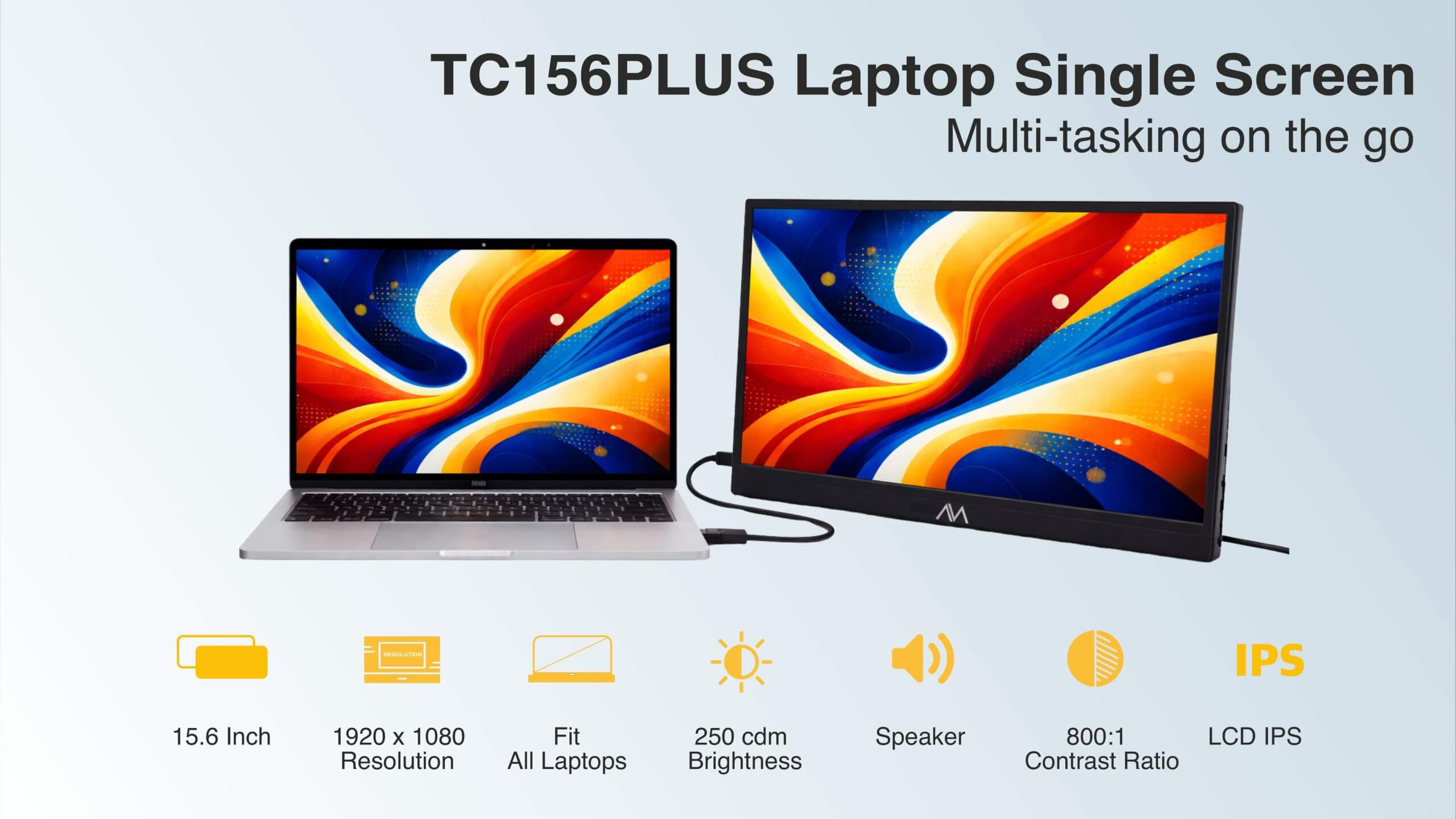Keyto 15.6″ Portable Monitor Full HD IPS Panel , Ultra-Slim Travel Screen