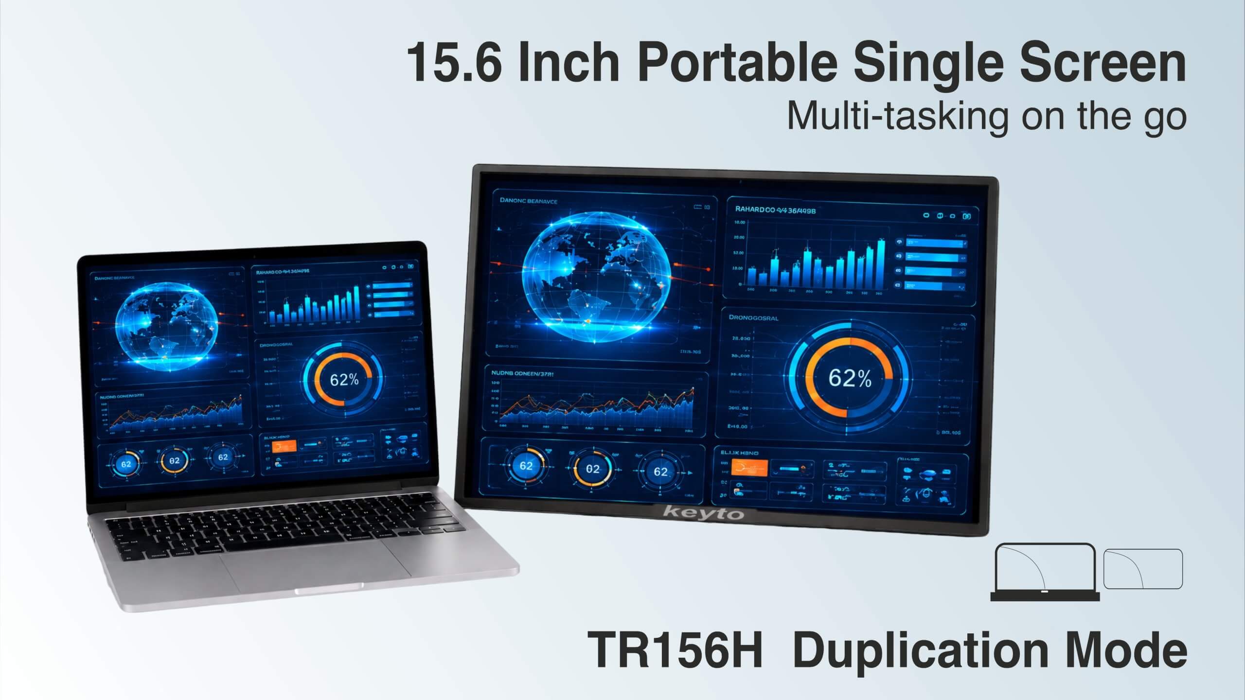Keyto 15.6″ Portable Monitor Full HD IPS Panel , Ultra-Slim Travel Screen