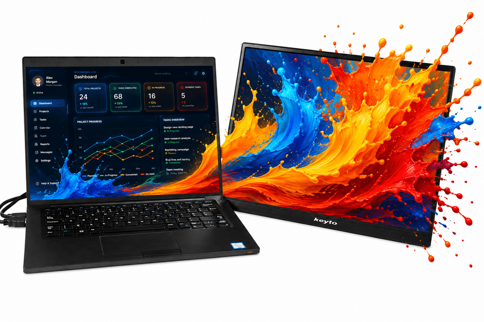 Keyto 15.6″ Portable Monitor Full HD IPS Panel , Ultra-Slim Travel Screen